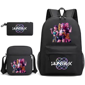2026 new kpop demon hunters witch hunter group printed school bag backpack single shoulder pencil bag three-piece set