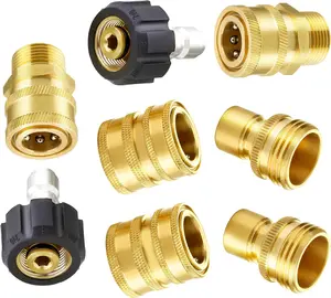M MINGLE Ultimate Pressure Washer Adapter Set, Stainless Steel and Brass Quick Disconnect Kit, M22 Swivel to 3/8 Inch Quick Connect, 3/4 Inch to Quick Release, 8-Pack, ChristmasGift