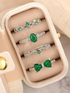 Zirconia Ring Set, Elegant Engagement Ring Set for Women, Fashion Jewelry for Party, Daily Clothing Decor, Trendy All-match & Exquisite Jewelry for Birthday Gift, Dainty Stacking Rings, Stackable Ring