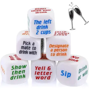Roulette Dice Game 6 Pcs Party Drinking Game for Adults - White Elephant Gift, Wedding, Graduation, Birthday - Basic Dice for Game Night