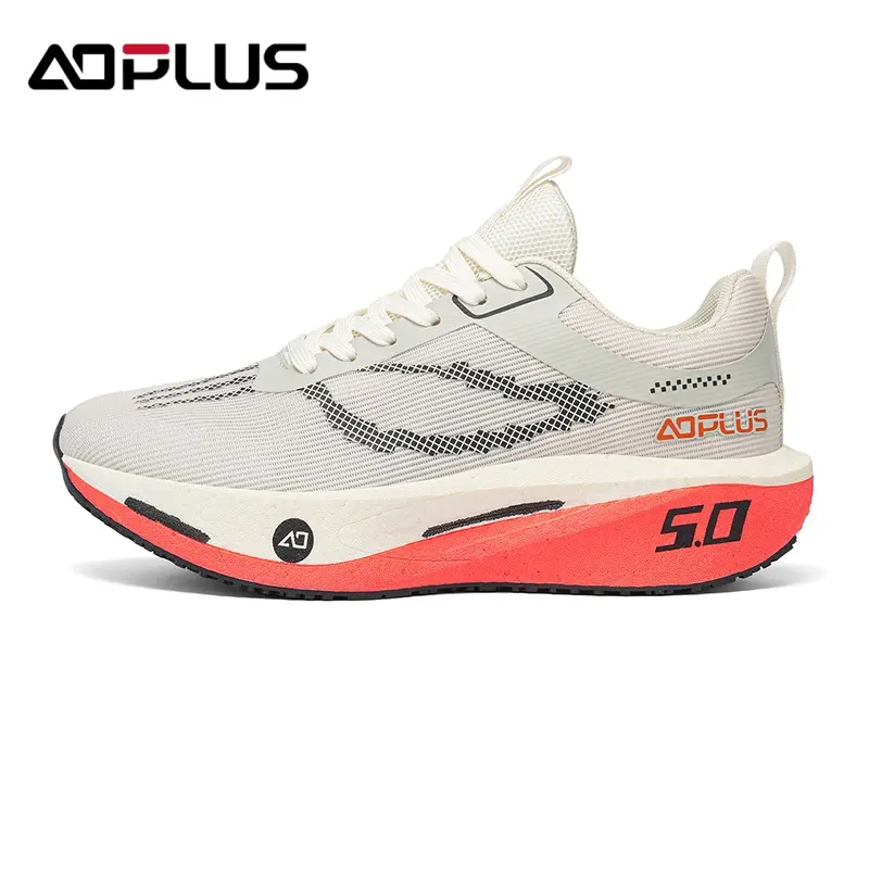 AOPLUS Men's Lace-Up Casual Trainers - Round Toe Low-Top Flyknit Walking Footwear, Fabric Upper, Breathable Mesh, Durable Foam Sole, Athletic All-Day Wear Shoes