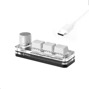 3-Key RGB Lights Macro Programming Keyboard with Hot-Swap Red Switches, Custom Knob, USB-C, for PC Gaming, Photoshop & Multimedia Use