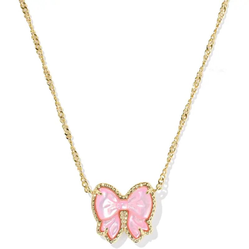 Charming 14K Gold Plated Necklace with Adorable Pink Bow Accent Mom and Child Pendant NecklaceGold Plated Crucifix Cross Necklacedainty & delicate accessories