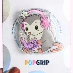 Opossum Feral Reader Kindle Phone Grip,  Acrylic Resin Bookish Grip, Aesthetic Gift for Her magnetic mount sticky pop socket