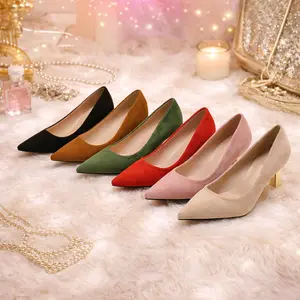 Women's High Heels Pumps Elegant Pointed Toe Mid Chunky Heel Soft PU Synthetic Cover Versatile All-Season Closed Toe Block Heels Dress Shoes Pumps for Office & Casual Wedding Party Holiday Wear Classy Stylish Walking Shoes for Girl Fashion