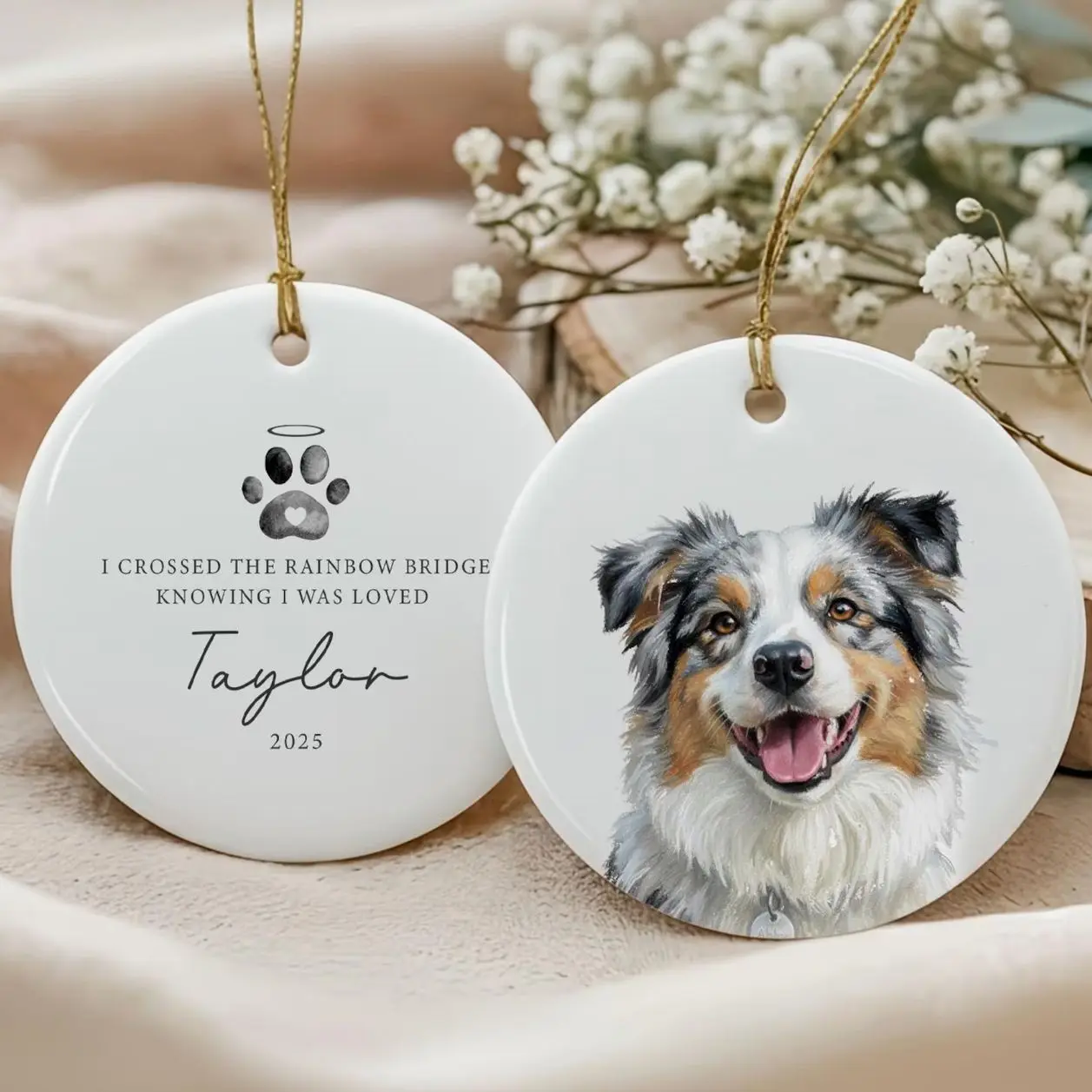 Custom pet memorial ornament, dog remembrance ornament, custom pet ornament, pet memorial gifts