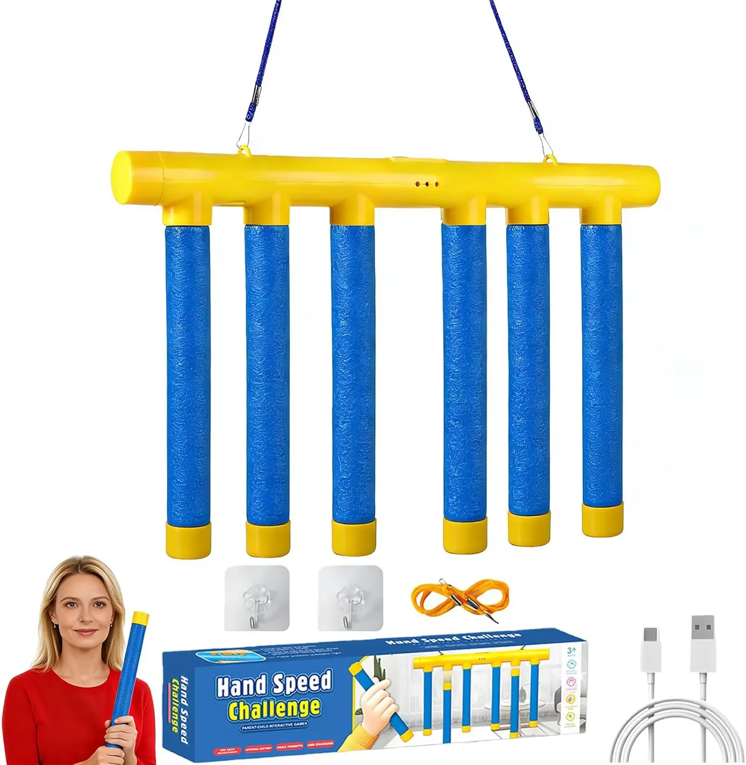 Reflex Drop Sticks Challenge Game with Remote Control, 3 Adjustable Speed Modes, Hand Eye Coordination & Reaction Time Training Toy, Catch Falling Sticks Reflex Trainer for Kids & Adults