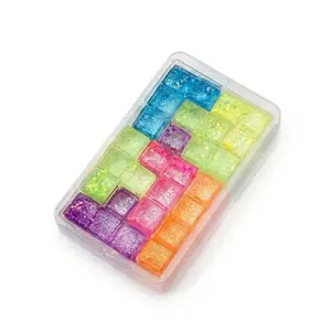 Glitter Squishy Tetris Blocks - Soft Colorful Calming Stress Relief Fidget Squeeze Toys for Kids, Slow Rising Maltose Blocks for Desk Use & Holiday Gifts, Holidays, Calming Effect