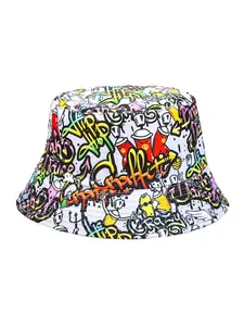 Fashion Graffiti Print Bucket Hat, Unisex Retro Simple Two-Sided Hat, Outdoor Casual Sun Protection Hat, All-Season Loose-Fit Hat