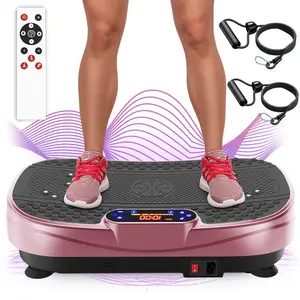 【KINMAC】330lbs Vibration Plate Exercise Machine with Adjustable Settings & Resistance Bands for Workout Fitness Platform Stand Board for Home Gym Office