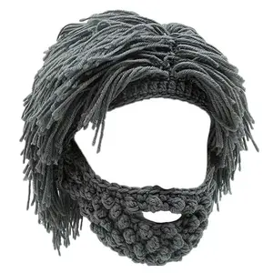 Wig and Beard Knitted Hat, Homeless/Mad Scientist/Hip-Hop Style, Handmade Warm Winter Hat, Unisex, Skiing Gift, Fun Party Hat