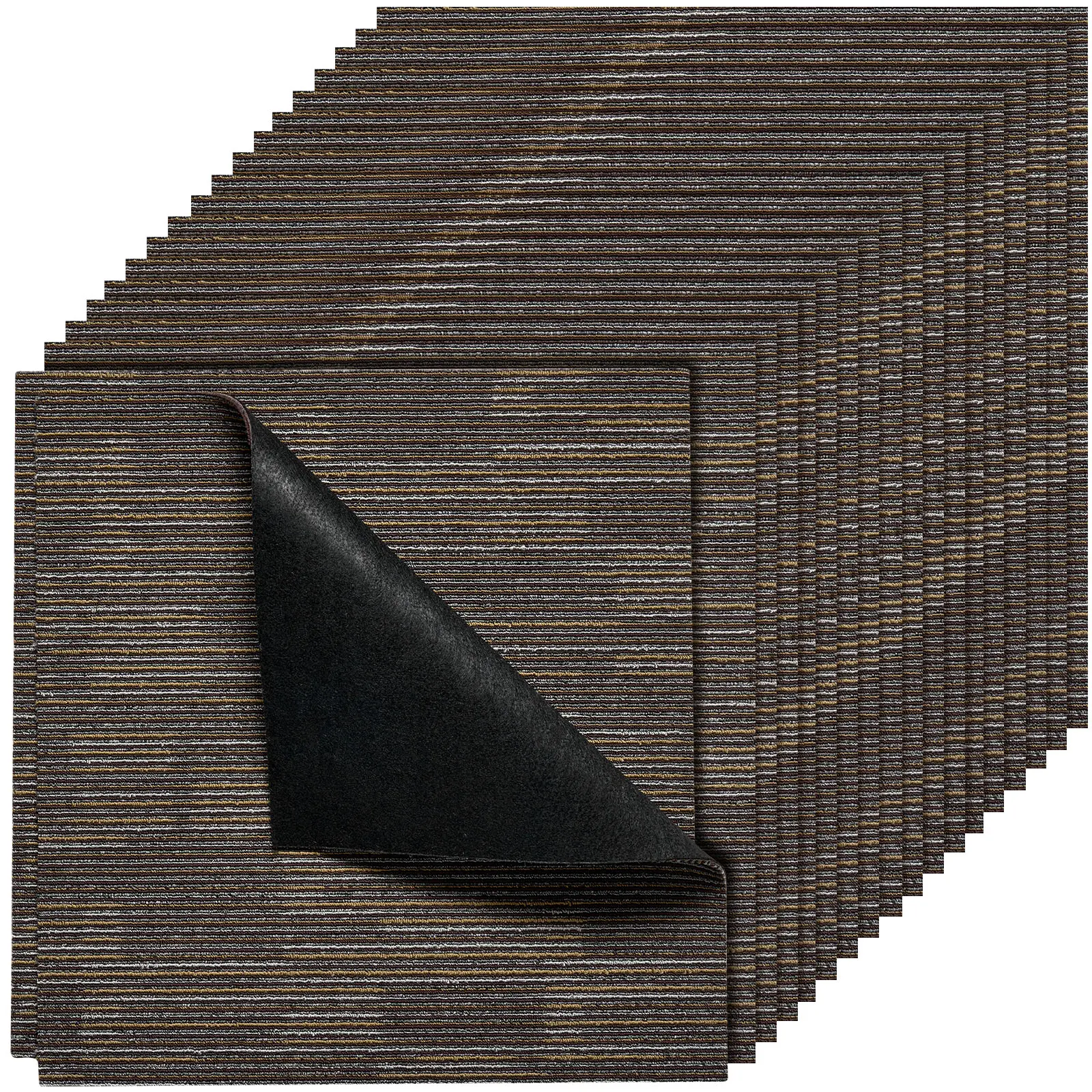 VEVOR 24x24 in Durable Indoor Interlocking Washable Carpet Tiles, 24 PCS Reusable Soft Padded Rugs (96 sq.ft), Simple Design DIY Home Decor Mat for Living Room, Office, Gray & Brown