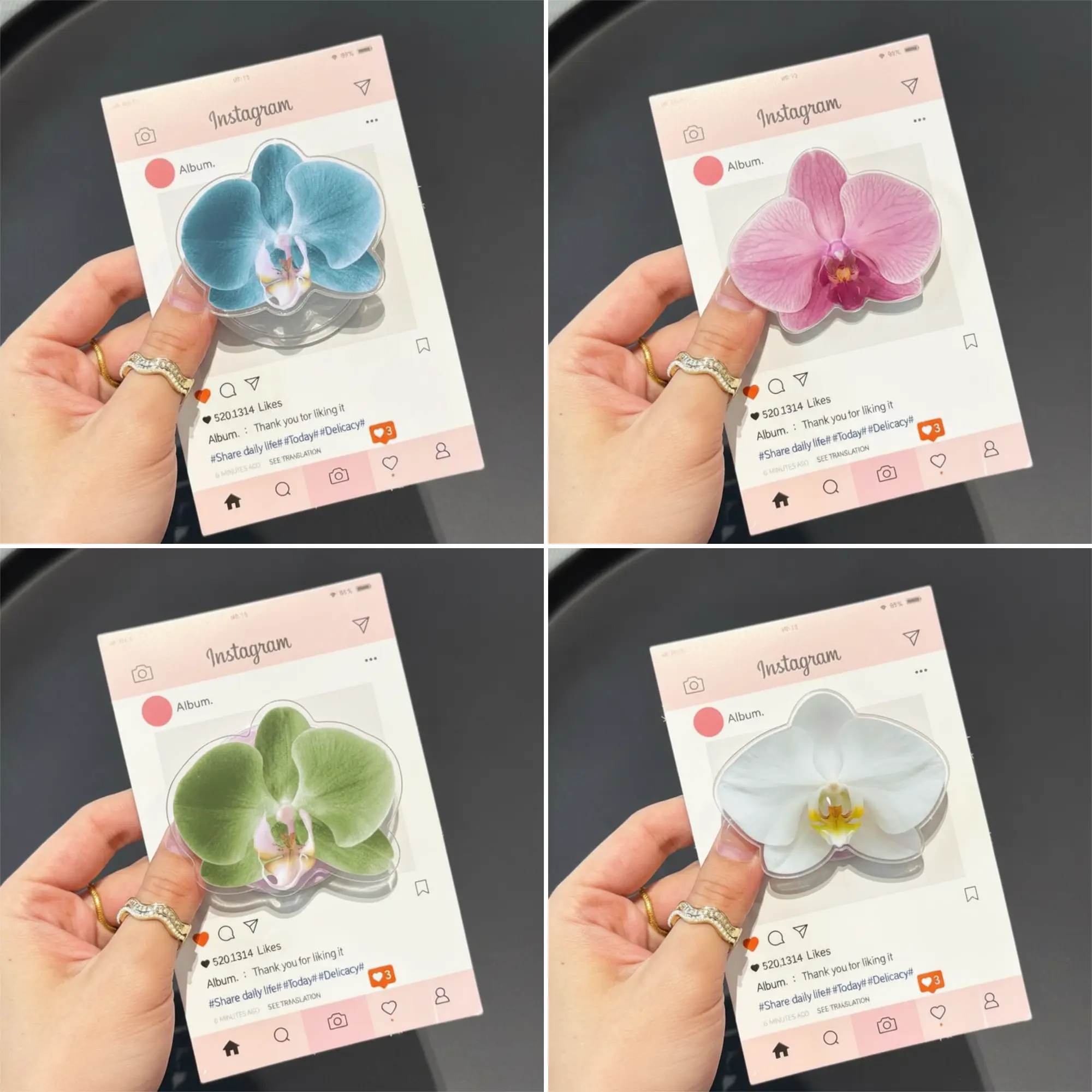 Aesthetic Orchid Blossom Magsafe Phone Grip - Minimal Flower Magnetic Pop Socket & Kickstand - Elegant Phone Accessory