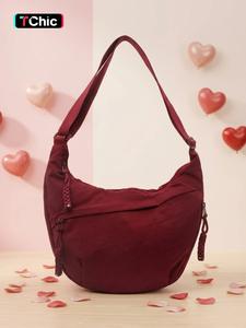 women's solid color shoulder bag, fashionable nylon crossbody bag for daily used, casual trendy versatile high-quality daily commuting bag, sling purse, crossbody bag for women