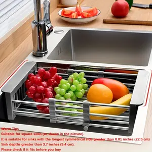 Drain Rack, Telescopic Draning Basket, Kitchen Basket, Home Dish Rack, Retractable Sink Shelf, Suitable For Rectangular Sink
