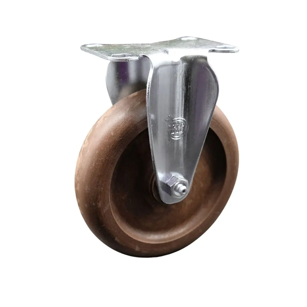 Service Caster SCC-20R514-GFNSHT Industrial Rigid Caster, 5 in. Brown Wheel, High Temperature Glass Filled Nylon Top Plate, Water Resistant, Impact Resistant, 350 Lbs, for Autoclaves, Bakery Ovens, Powder Coating Facilities, Baking, Casters