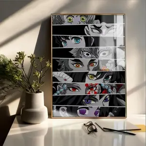 Anime Eyes D-Demon S-Slayer Kimetsu No Yaiba Poster HD Waterproof Art Poster for Home, Bar & Café Decor | Fade-Resistant, Non-Sticky, Vibrant DIY Wall Print | Perfect Decorative Poster for Office & Living Room