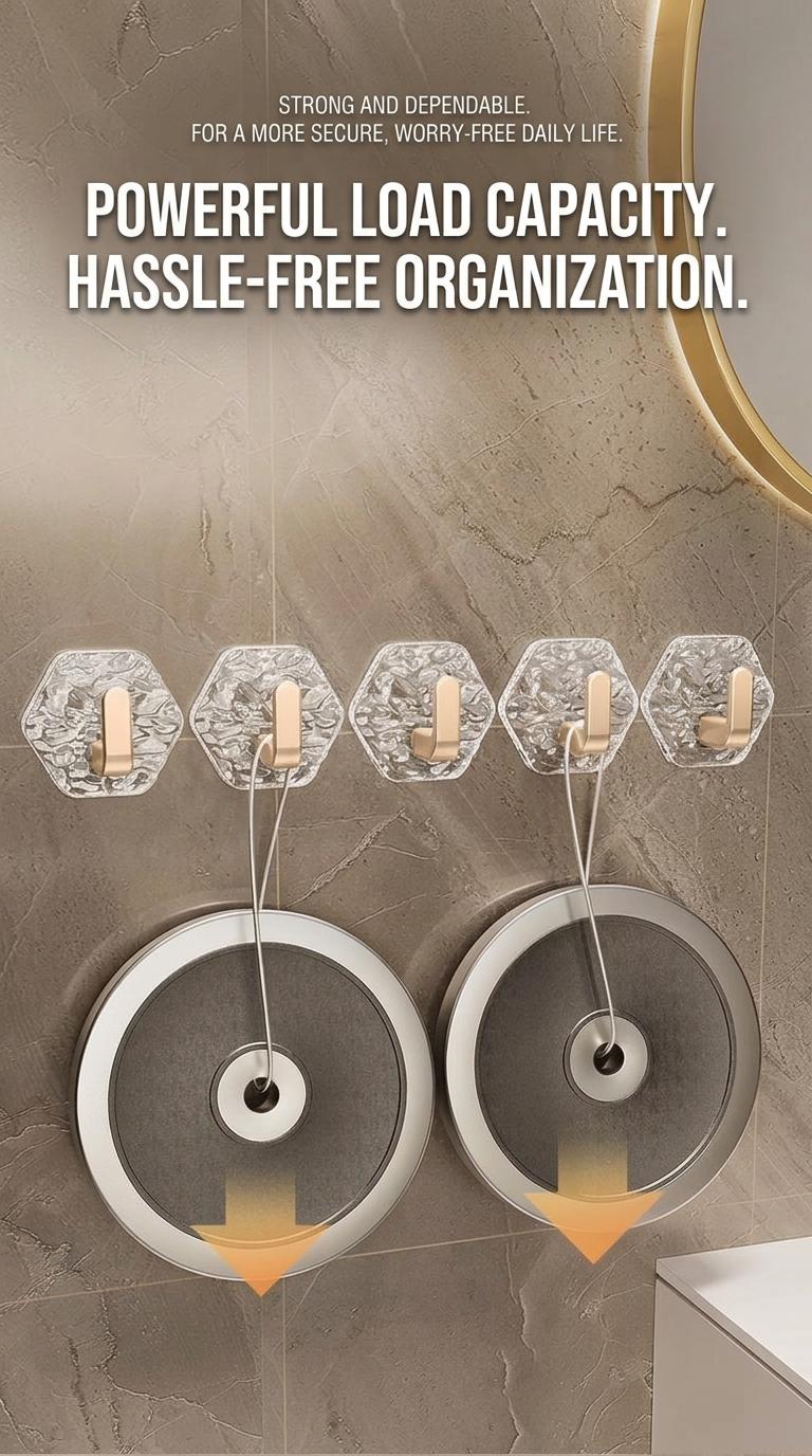 Self-Adhesive Hooks 10/20 Pack Hexagonal Ripple Design Heavy Duty Sticky Hooks Waterproof Rustproof for Bathroom Kitchen Keys Towels Coats Household Storage Organiser Easy Installation Self-Adhesive Hooks 10/20 Pack Hexagonal Ripple Design Heavy Duty Sticky Hooks Waterproof Rustproof for Bathroom Kitchen Keys Towels Coats Household Storage Organiser Easy Installation