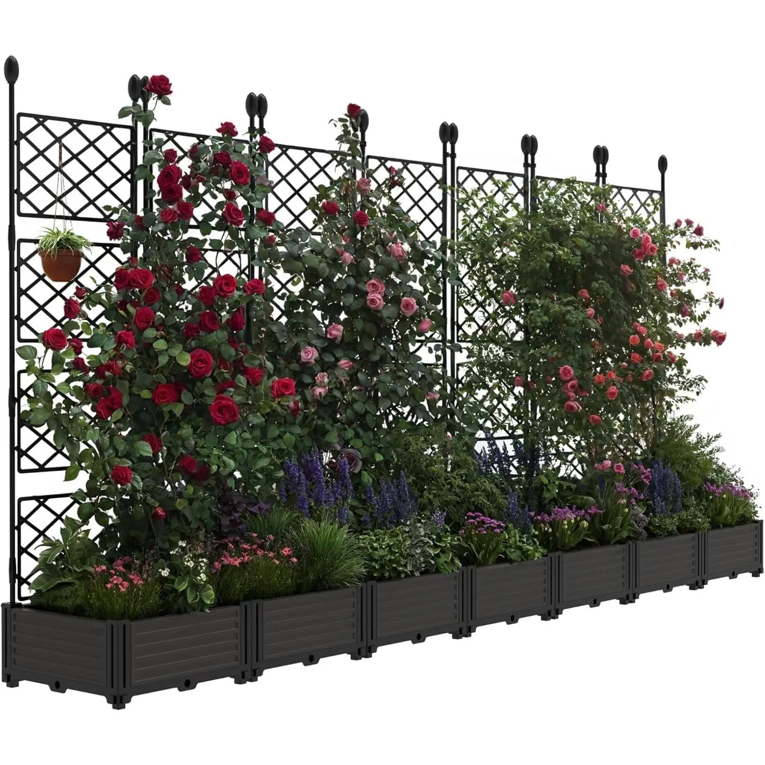 Raised Garden Bed with Trellis 7 Pack Modular Vertical Planter Box for Climbing Plants, Outdoor Privacy Screen for Patio Balcony Backyard summergarden,outdoorfurnitureset