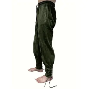Renaissance Medieval Pirate Viking Men's Clothing Cosplay Men's Pants with Drawstring Pants Halloween Men's Clothing Menswear Trouser