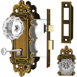 Door Knobs Interior Mortise Lock Brass Door Knob  Glass Door Handle Door Skeleton Key Locks for Bedrooms Bathroom
