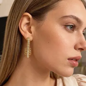 Gold Geometric Dangle Earrings for Women Sparkling Cubic Zirconia Statement Drop Earrings 2026 TikTok Trendy Fashion Jewelry for Party Daily Wear Wedding Date Night Out Office Work Bridal Shower Accessories Gift for Her Girlfriend Mom Sister Friend