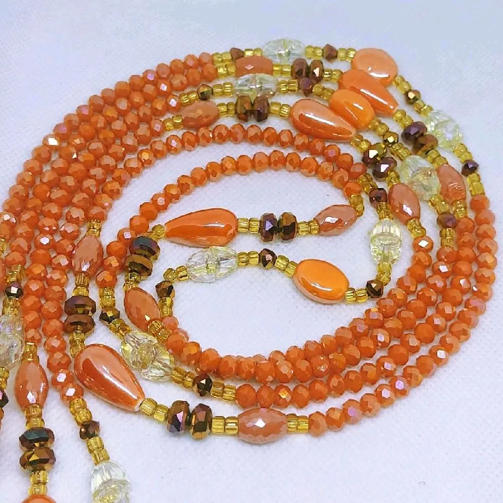 Valerie Orange Waistbeads, Body Adormnent, Women Belly Chain Beautiful creations , African waistbeads, Female Daily