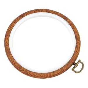 Round/Oval Embroidery Hoops Faux Wood Grain Cross Stitch Frames Handmade Cross Stitch Frame for Cross Stitch and Embroidery Projects