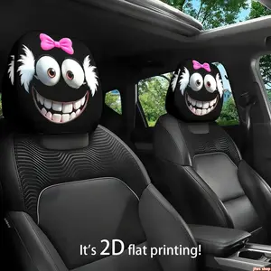2-Pack Cute Cartoon Car Headrest Covers, Fun Designs for All Seasons, Perfect Halloween and Christmas Gift Ideas for Car Interiors, Cars, Car Interior Accessories