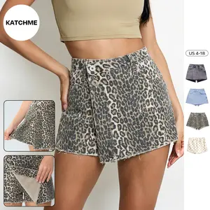 KatchMe Women's Leisure Layered High Waist Raw Hemline Denim Skorts, Chic Streetwear Outfits, Versatile Women's Bottom, Casual Summer Shorts