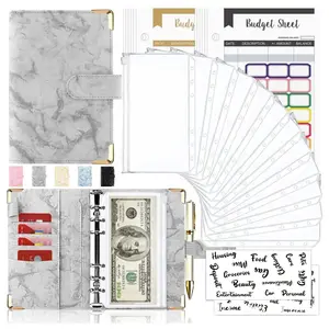 A6 Marble Pattern PU Leather Writing Notebook, Journal Notebook, Elegant Design, Multiple Colors Available, 6-Hole Ring Binder, Durable Storage Book, Personal Organizer Book