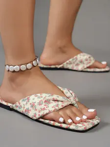 French Style Flat Sandals for Women, New Summer Casual Square Toe, Versatile Beach Flip Flops, PU Leather PVC Sole, Less Than Ankle Height