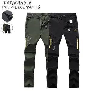 Men’s quick-dry outdoor work pants, detachable elastic hiking pants, convertible shorts, loose climbing pants, casual straight-leg multi-pocket pants