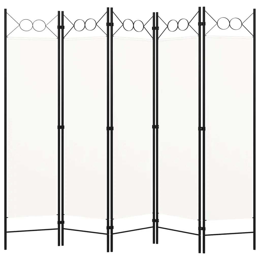 vidaXL Room Divider, 5 Panel Folding Privacy Screen for Room Separation, Freestanding Room Divider for Office, Industrial Modern Style, White 320707