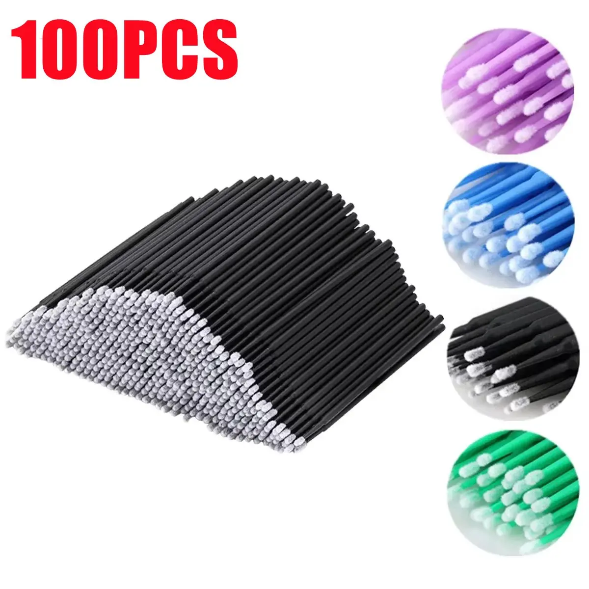 100Pcs Eyelash Cleaning Brush Lash Extension Micro Cotton Swab Individual Eyelashes Microbrush Beauty Makeup Cleansing Clean Remover Tools