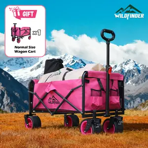 【2 in 1】Portable Folding Utility Wagon, Lightweight Collapsible Cart with Wheels & Adjustable Handle, 330 lbs Heavy-Duty Wagon for Camping, Garden, Sports and Groceries SpringStatements