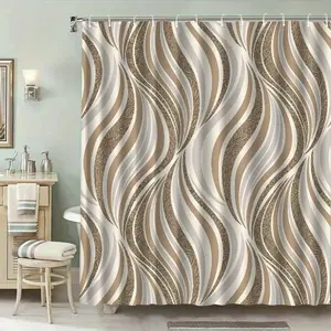 1pc Minimalist Patterned Shower Curtain High-End Elegant Bathroom Curtain Multi-functional Curtain Bathroom Decorative Pattern