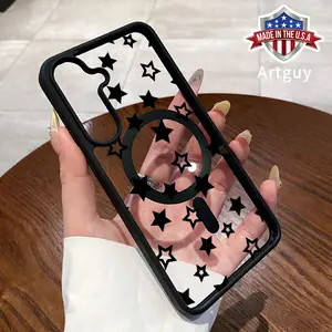Magnetic Phone Case for Samsung Galaxy S24 Plus S25 Ultra S23 FE Ultra S22+ Black stars all over the screen  Pattern TPU Shockproof Anti-Scratch Durable Stylish Smartphone Cover