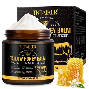 TKTALKER Beef Tallow for Skin, Beef Tallow for Face, Hydrating Tallow Balm with Raw Honey and Beeswax, Grass-Fed Beef Tallow & Raw Wild Honey Blend, Body & Face Moisturizer, Natural Formula, Light Scent