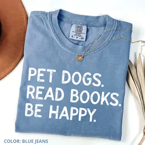 Comfort Colors Dog Reading Books Sweatshirt T Shirt, Cute Book Lover Gift Tee, Dog Mom Graphic Shirt, Cozy Reader Outfit for Dog Lovers, Funny Reading Dog Tee, Aesthetic Bookish Gift