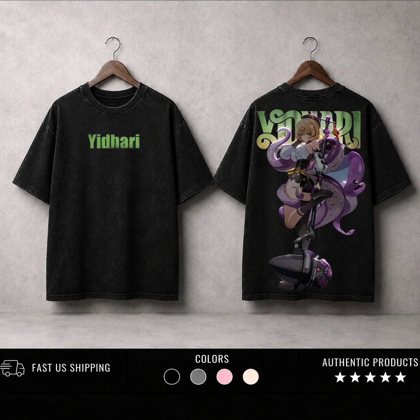 Yidhari Murphy - Zenless Zone Zero Washed T-Shirt,Sweatshirt, HoodieVideo Games, Horror Vintage Shirt, Game Fan, Streetwear Tops Black Fabric Menswear Cotton Seamless Tropical Clothes