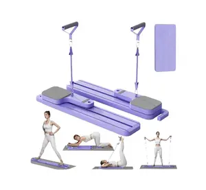 Pilates Board with Resistance Bands, 7-In-1 Foldable Pilates Reformer Set, Pilates Reformer Machine for Home Workout, Core Strengthener, Ab Workout, Glute & Leg Toning
