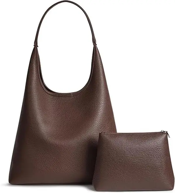 Women's Large PU Vegan Leather Hobo Tote Bag - Cute Commuter Purse, 13.6" Laptop-Compatible Handbag, Magnetic Closure, Organized, High-Capacity, Slouchy Shoulder Bag for Holiday Business Casual Use