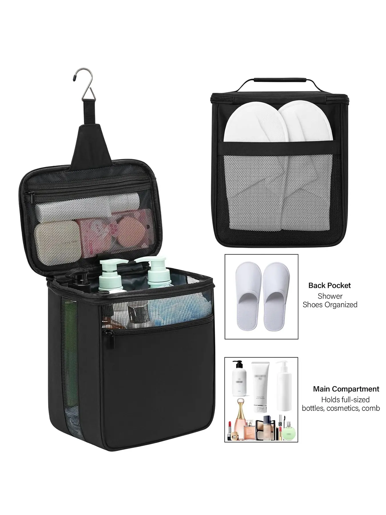 Mesh Shower Caddy Bag Portable Organized for College Dorm Room Essentials, Hanging Organizer Basket, Quick Dry Tote Bag for Camping, Bathroom, Beach, Travel, Multifunctional Lightweight Toiletry Bag Travel Toiletries