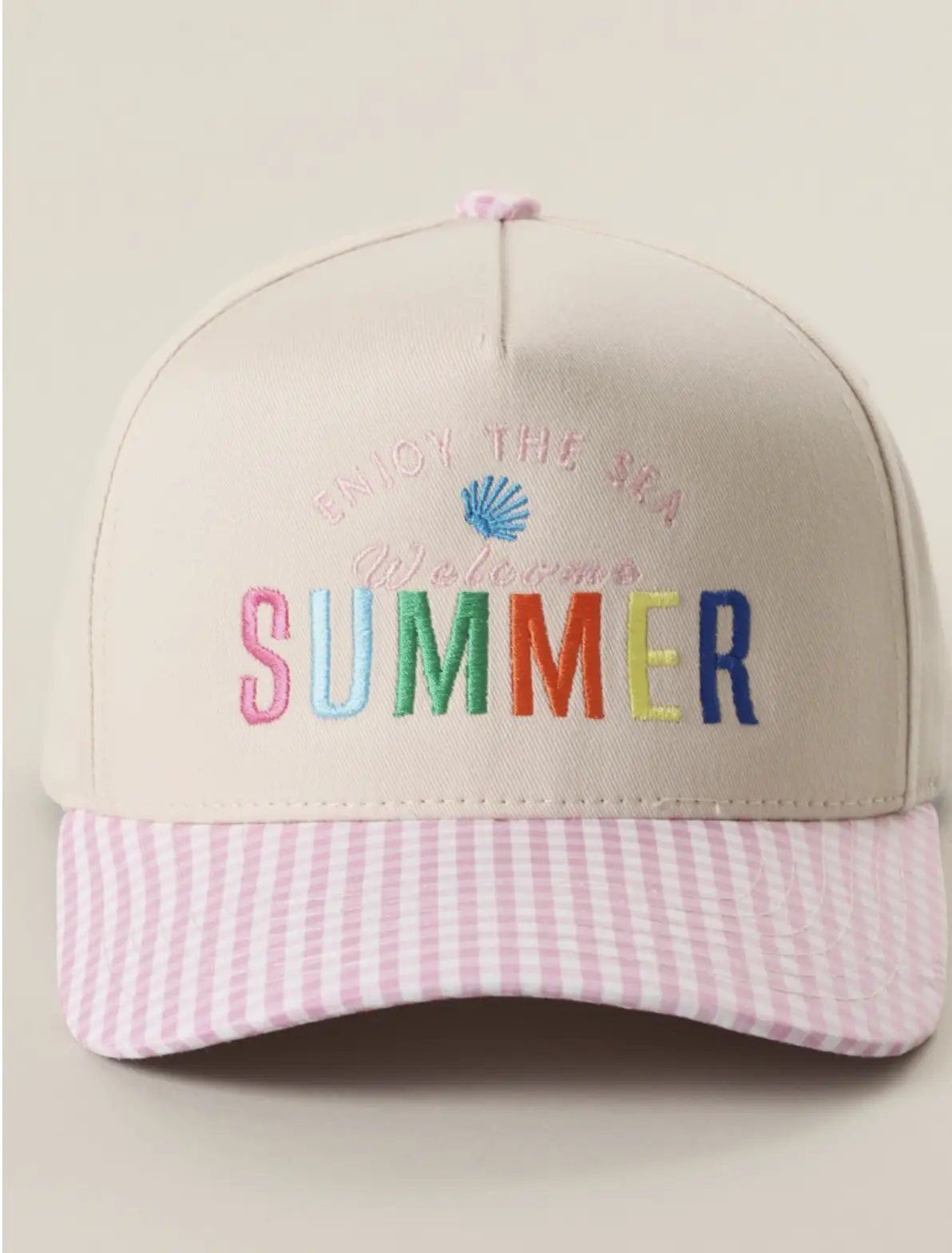 CC Enjoy the Sea Welcome Summer All Embroidery Two Tone Houndstooth  Baseball Cap