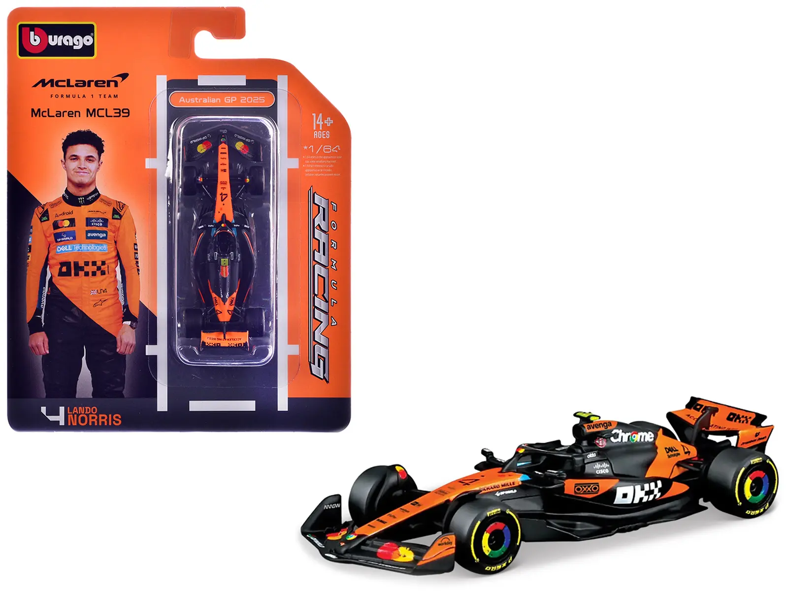 McLaren MCL39 #4 Lando Norris Winner Formula One F1 "Australian GP" (2025) "Formula Racing" 1/64 Diecast Model Car by Bburago