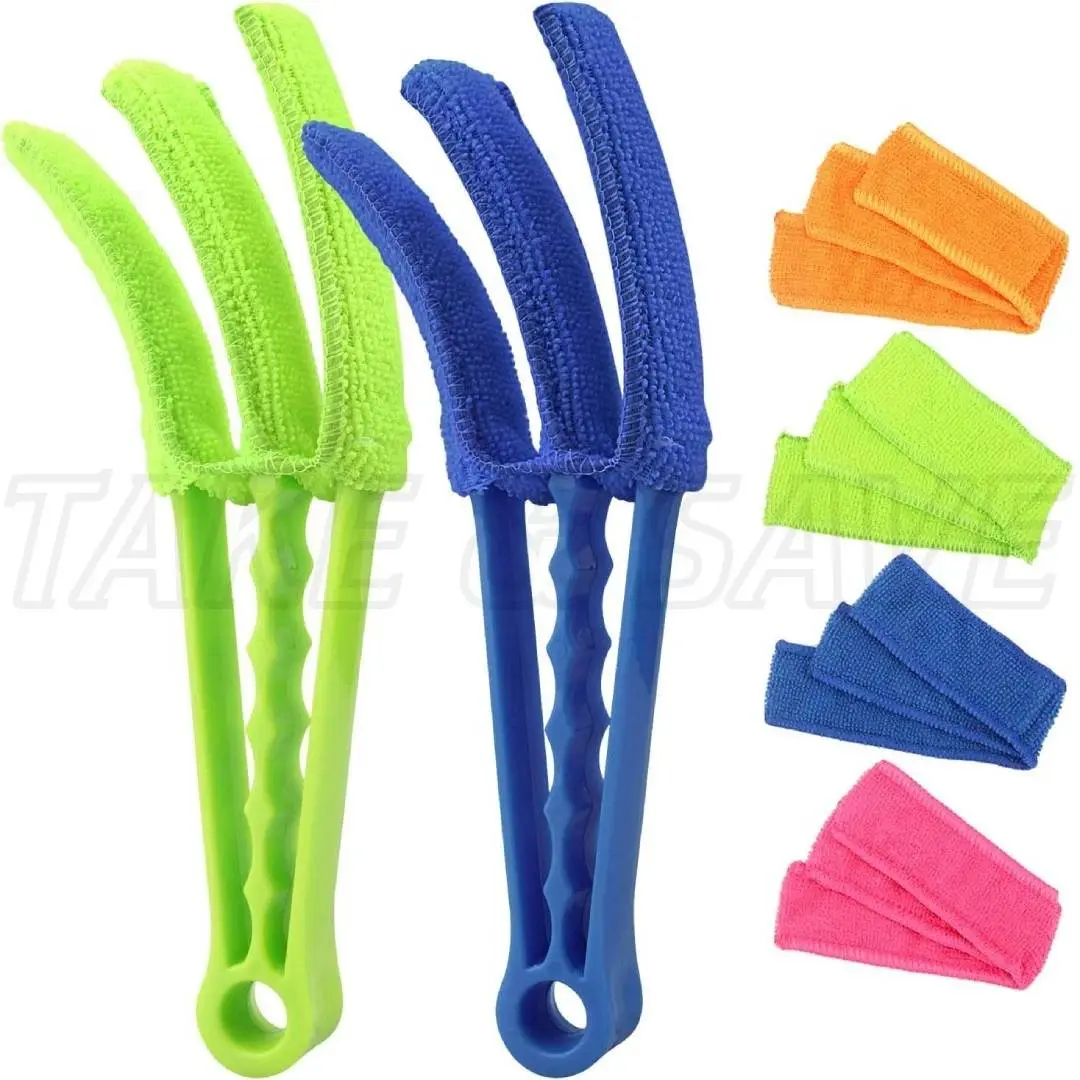 Window Blind Cleaner Tools: 2Pack Cleaner Duster Brush with 4 Microfiber Sleeves for Window Shutters Blind Air Conditioner Groove Gap Dust