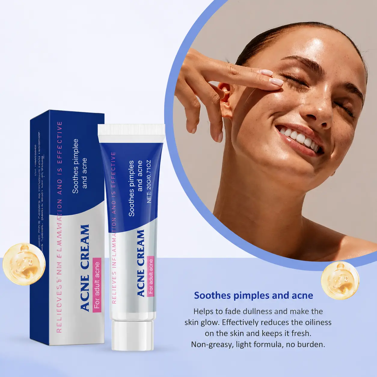 Herbal Blemish Care Cream with Aloe Vera & Salicylic Acid, Moisturizing Oil Control Face Cream for Blemish-Prone Skin, Helps Improve Skin Texture, Soothe Skin & Minimize the Look of Blemishes, Daily Skincare for Sensitive Skin, 20g
