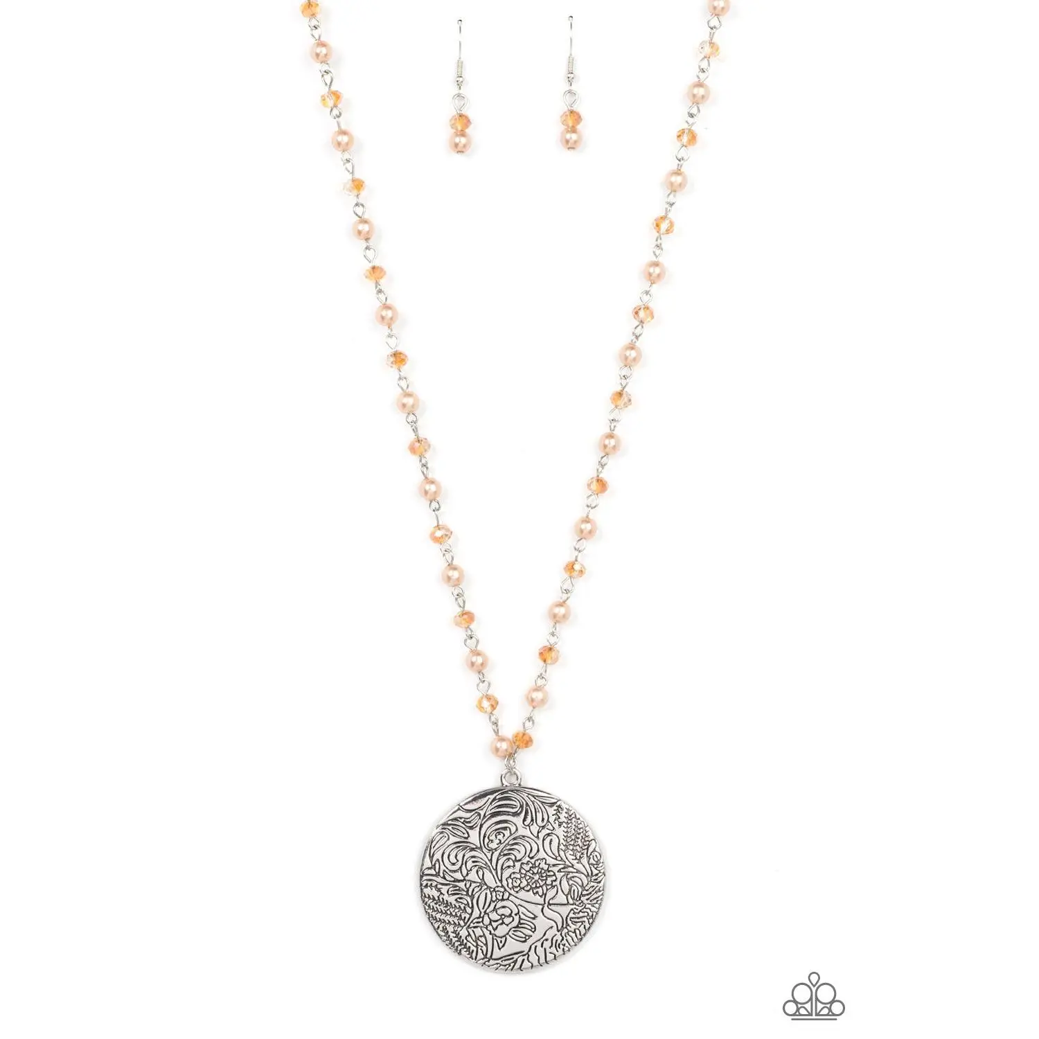 Secret Cottage Brown Necklace with Beaded Design and Decorative Pendant