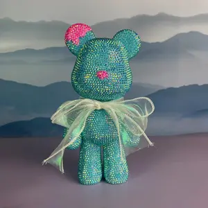 DIY Rhinestone - pasting Adorable Peacock - blue Teddy Bear Plush Handmade Decoration # DIY Crafts # LuxuryDecor # PlushieArt # Diamond Studded # Bear Ornament # HandmadeGifts # HomeDecorIdeas # BlackAndWhiteAesthetic # HolidayDecor # Crafting Community